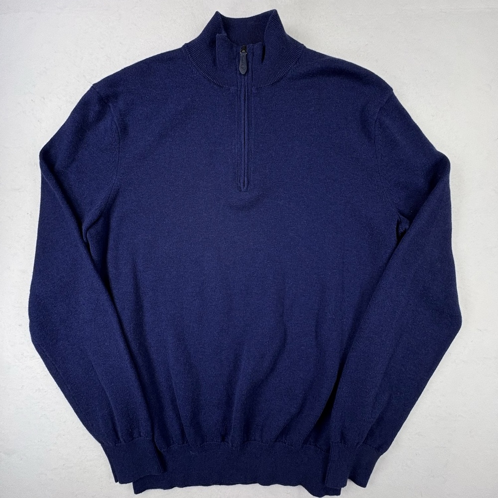 Vineyard Vines Thaxter Sweater Mens Navy Cotton Cashmere 1/4 Zip Pullover